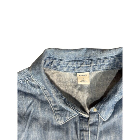 Old Navy Womens M Sleeveless Denim Shirt Dress Button Up Front 100% cotton - Picture 4 of 7
